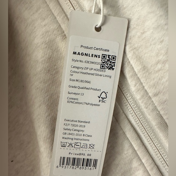 NWT $95 MAGNLENS Zip Up Hooded Hoodie Sweater Shirt Jacket S or M Heather Grey - Picture 12 of 15